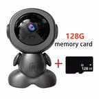 8MP WiFi PTZ Security Camera | AI Smart Tracking Robot Camera with Color Night Vision & Two-Way Audio Baby Monitor
Black camera with a 128GB memory card on a white background