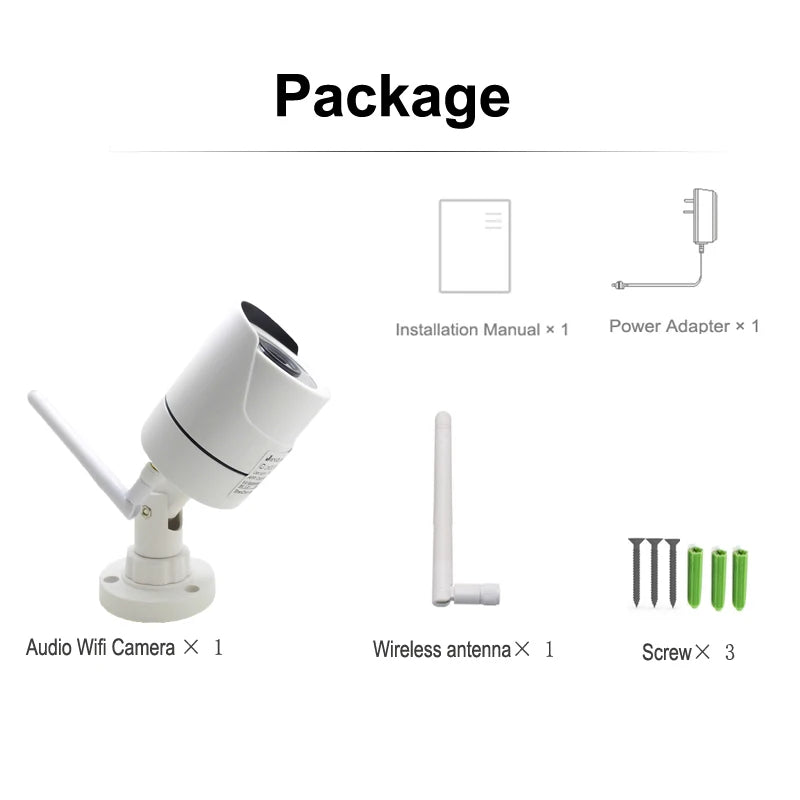 JIENUO 5MP WiFi IP Security Camera | Outdoor Waterproof ONVIF CCTV with Night Vision