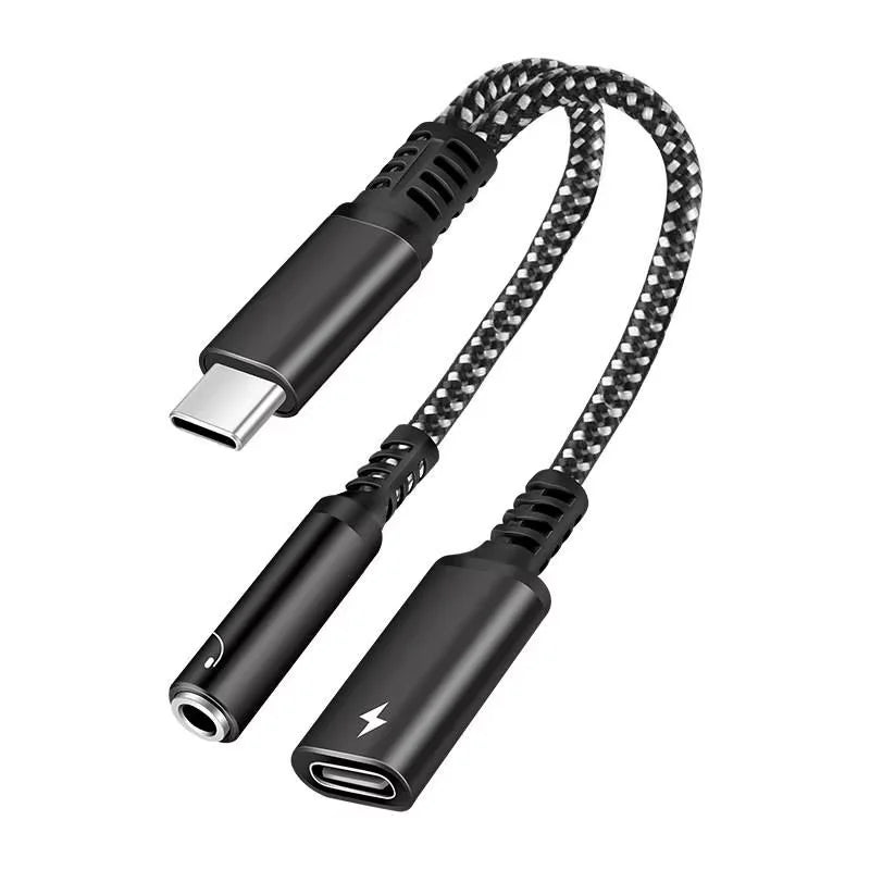 USB-C to 3.5mm Headphone & Charger Adapter 3-in-1 60W PD Fast Charging Audio DAC