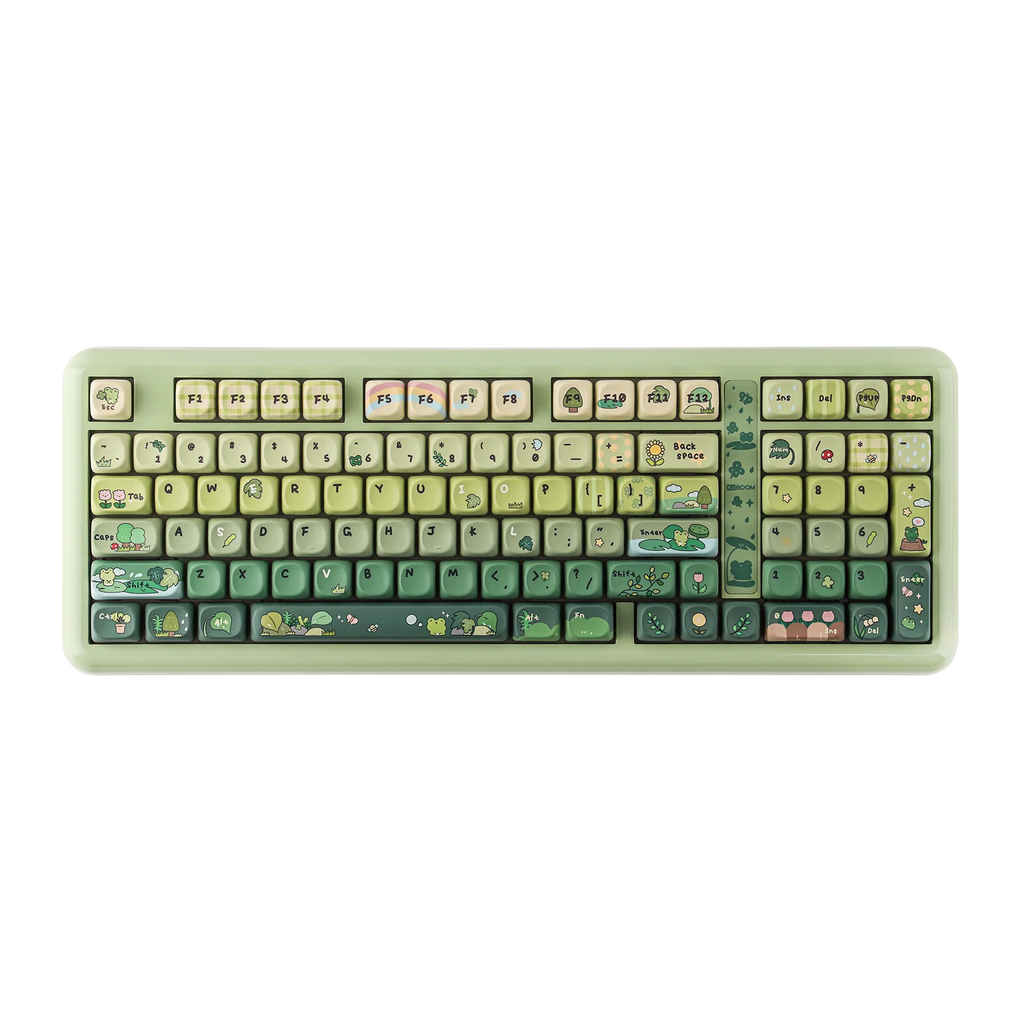 Keyboard with unique key designs on a white background