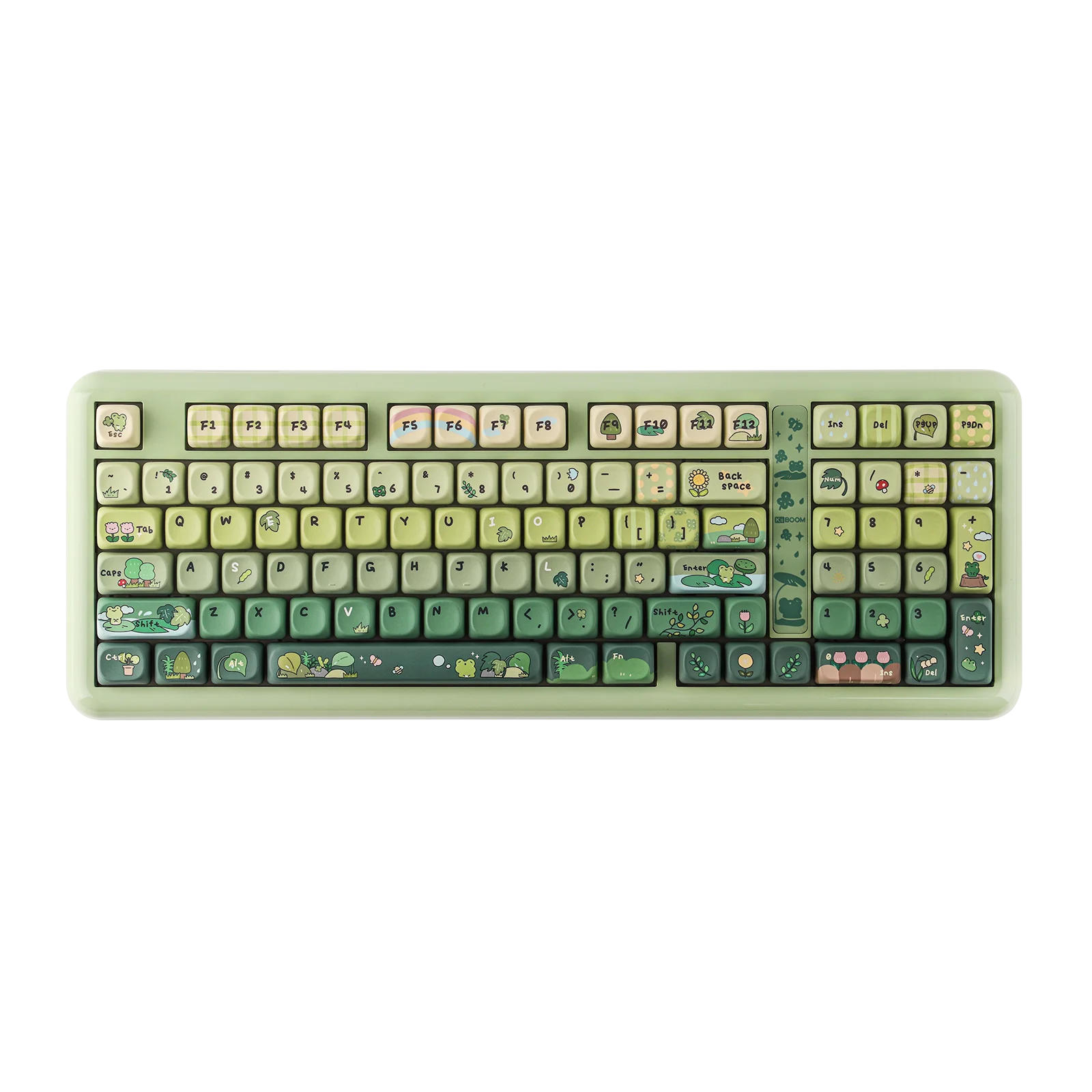 Keyboard with unique key designs on a white background