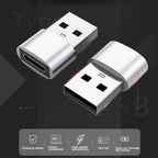 Two USB adapters on a dark background with text indicating features.